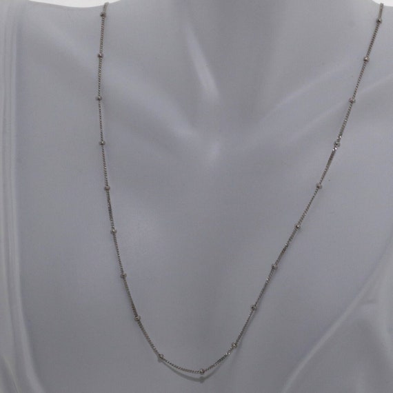 14K White Gold Necklace, beaded accents throughou… - image 4