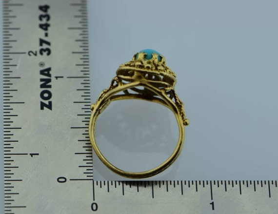 14K YG turquoise cabochon ring 4 x 8 mm dome cabo… - image 4