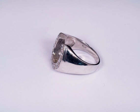 14K White Gold Horseshoe Shaped Diamond Ring, siz… - image 2