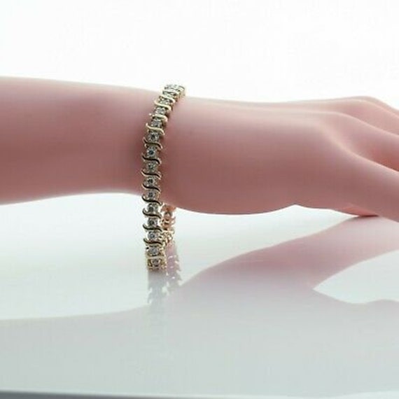 14K Yellow Gold 3 ct Diamond Bracelet 7.5 Inches … - image 6