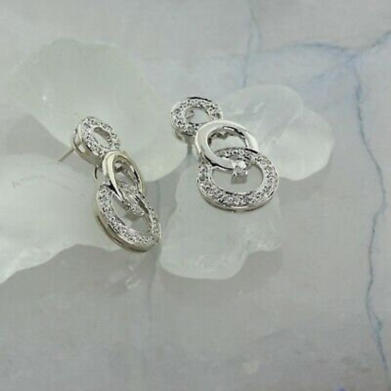 10K White Gold and Diamonds Earrings - image 2