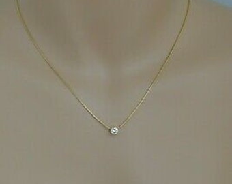 14K Yellow Gold Diamond Set Necklace with 17" Chain