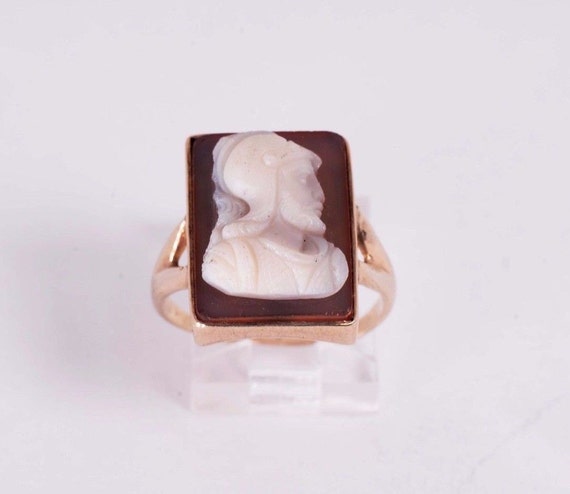 10K Yellow Gold Mens Roman Soldier Cameo Ring Size 7.75 Etsy