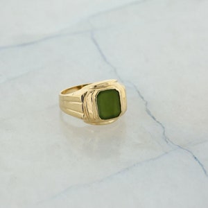 10K Yellow Gold and Jade Ring Size 10