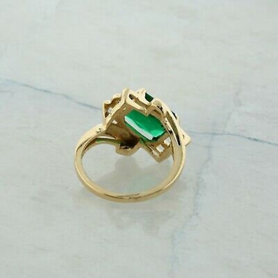 10K Yellow Gold Green Spinel Ring Modernist Bypas… - image 6