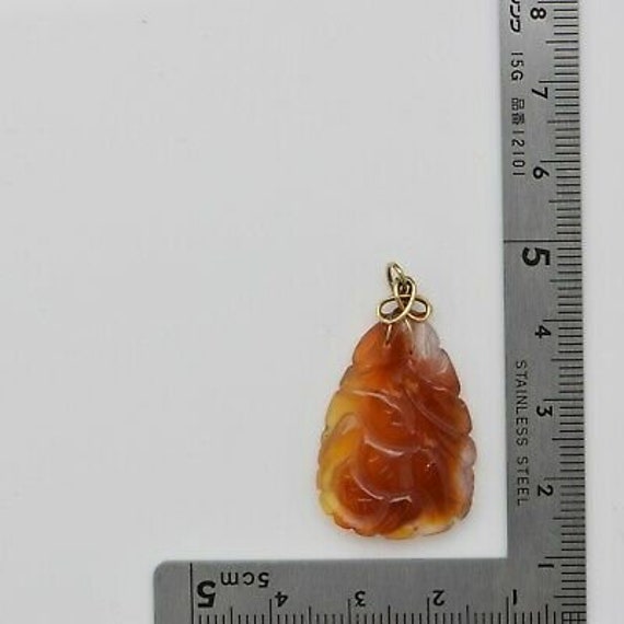 Vintage Chinese Carnelian Carved Floral Pendant C… - image 4