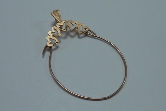1 Gram 14K Yellow Gold Charm Hanger with Hearts - image 2