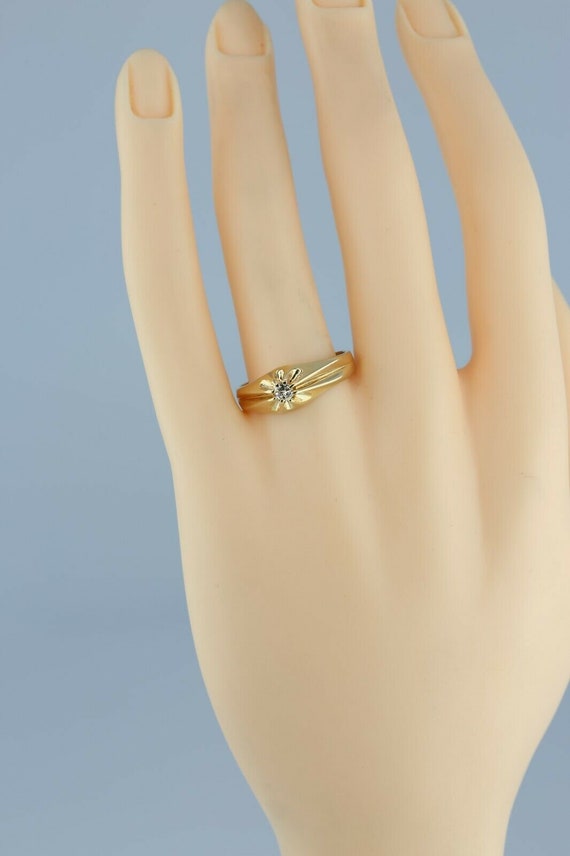 14K Yellow Gold Diamond Solitaire Ring Belcher Se… - image 4