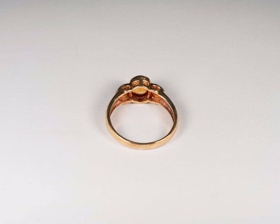14K Yellow Gold Amber and Diamond Chip Ring , siz… - image 4