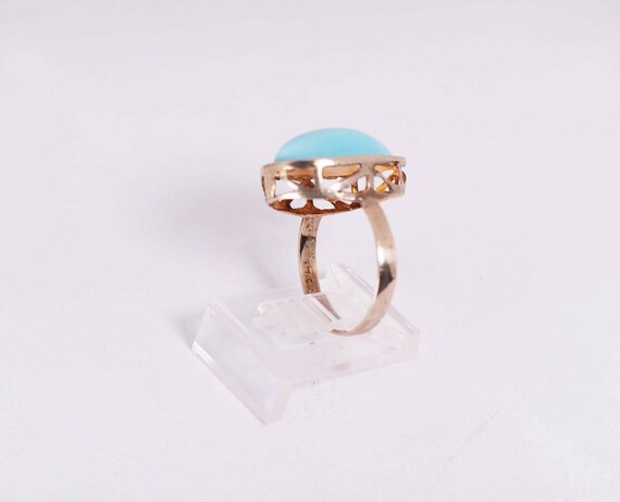 14K Yellow Gold Turquoise Ring, size 5.75 - image 5