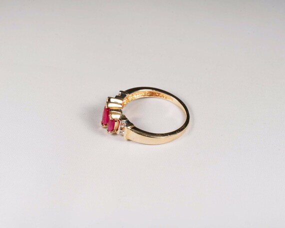 10K Yellow Gold Lab Created Ruby and Diamond Chip… - image 2