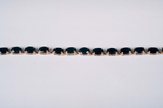 10K Yellow Gold Oval Sapphire Bracelet, 6" Long - image 2