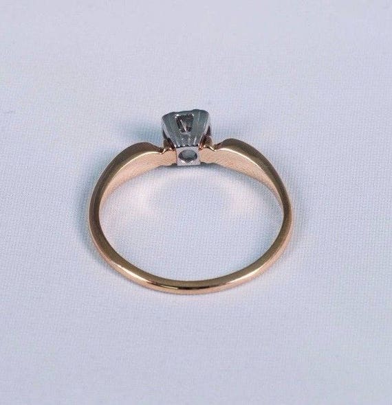 14K Yellow Gold 1960s Gem Quality Diamond Engagem… - image 4