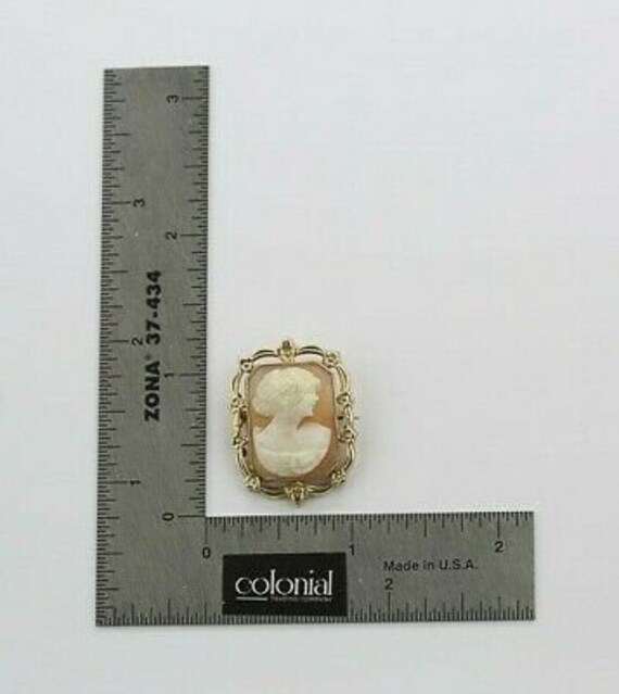 Vintage 10K Yellow Gold Rectangular Shell Cameo P… - image 4