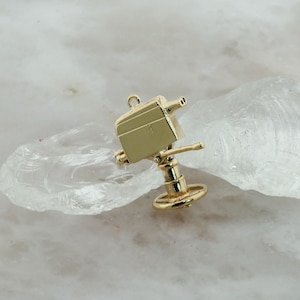 14K Yellow Gold Movie Camera Pendant/Charm with Articulating Base, Circa 1950&#39;s