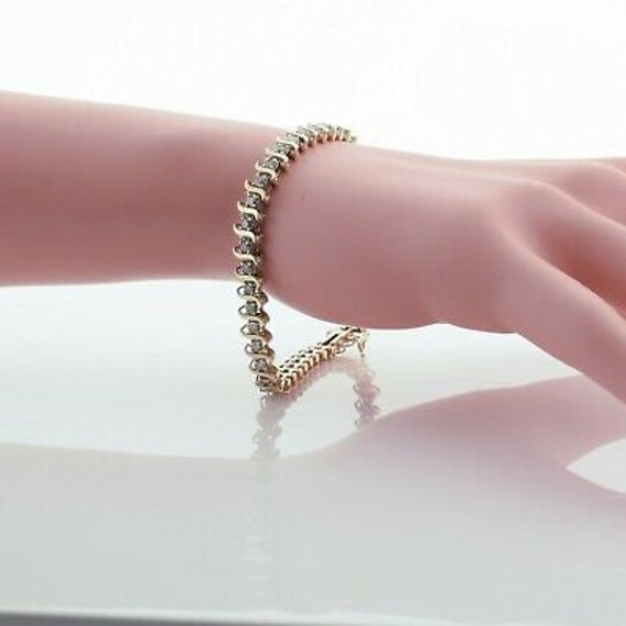 14K Yellow Gold 3 ct Diamond Bracelet 7.5 Inches … - image 8
