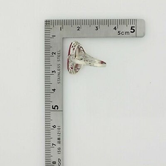 14K WG Deco Synthetic Ruby and Diamond Filigree R… - image 7