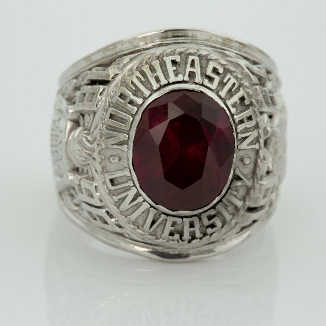 10K White Gold Man's Northeastern University Class Ring | Etsy