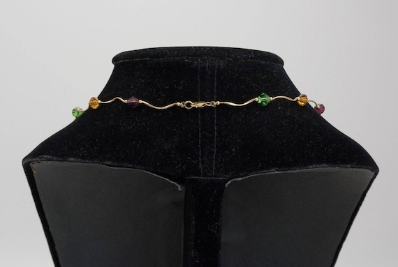 14K Yellow Gold Twisted style Multi Colored Stone… - image 3