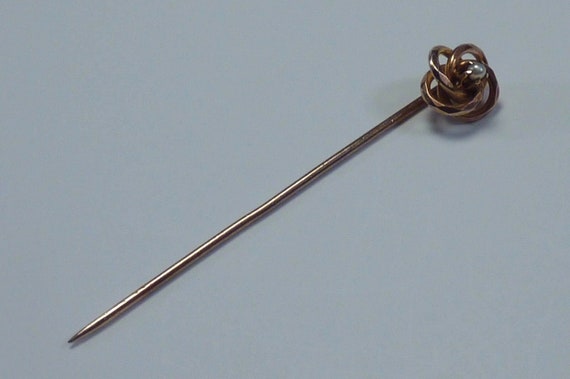 10K Rose Gold and Seed Pearl Stick Pin - image 4