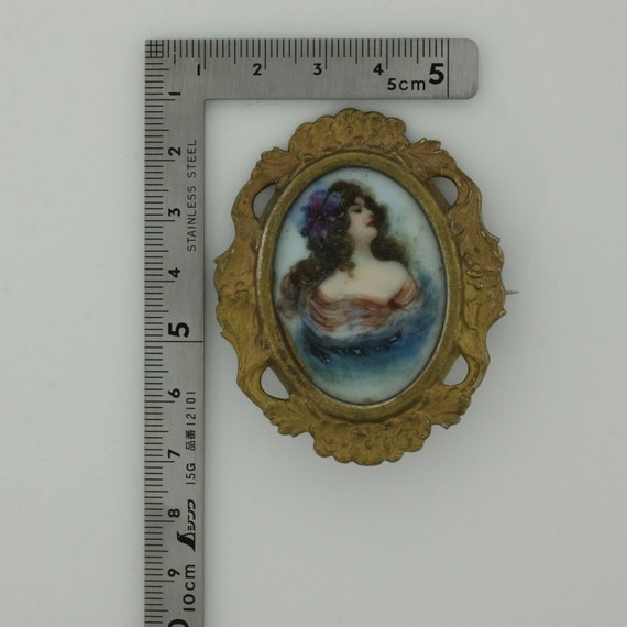 Antique Porcelain Portrait Brooch Victorian Style… - image 4