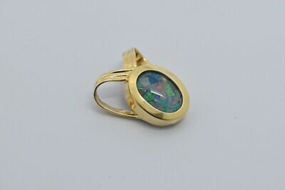 14K Yellow Gold Opal Mosaic Triplet Pendant Circa… - image 3