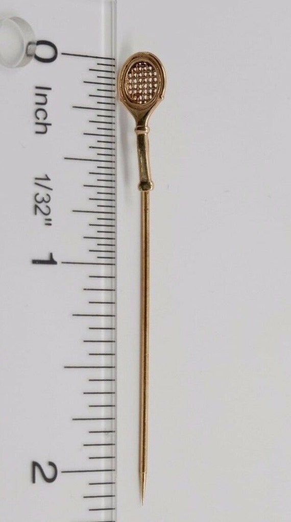 Vintage 14k Yellow Gold Stick Pin with a Tennis R… - image 2