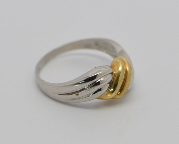 Platinum and 18K Yellow Gold Swirl Design Ring, S… - image 5