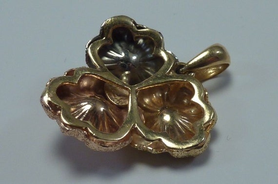 18K Tri Color Gold "Flower" Pendant - image 3