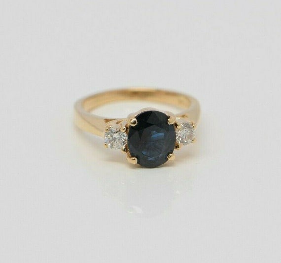 14K Yellow Gold Sapphire & Diamond Ring Circa 198… - image 5
