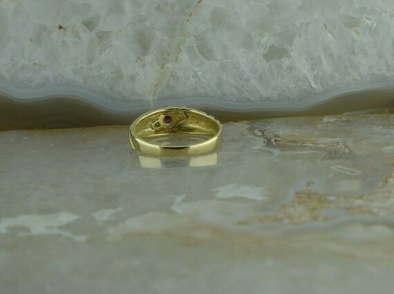 14K Ruby & Diamond Ring Fluted Design Prong Set S… - image 5