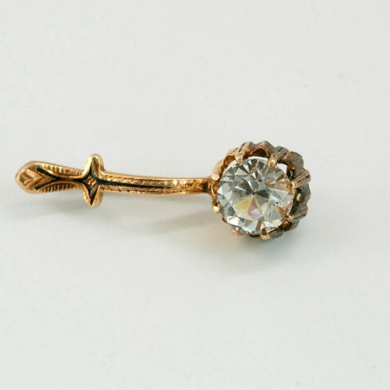 14K Yellow Gold Crystal Scepter Pin