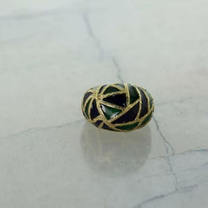 14K Yellow Gold and Enamel Dome Ring Size 9.25