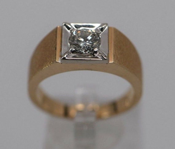 14K Yellow and White Gold Men's Solitaire Diamond… - image 6