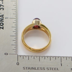 18K Yellow Gold Ruby Cabochon Ring Circa 1970, size 4 image 8