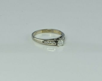 14K White Gold 1/2ct Tw Diamond Engagement Ring Size Circa