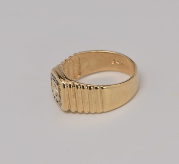 14K Yellow Gold Men's Art Deco Style Diamond Ring… - image 6