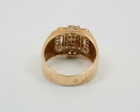 14K Yellow Gold Men's Diamond Statement Ring Circ… - image 4