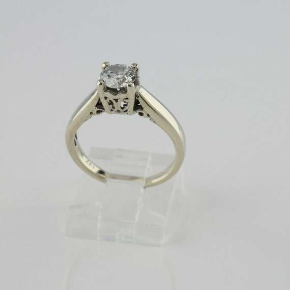 10K White Gold .80 ct Diamond Ring Size 5.75 Circ… - image 3