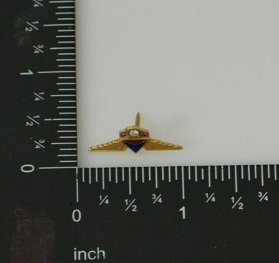 10K YG Delta Wing Tie Tack Diamond and Ruby Set C… - image 7