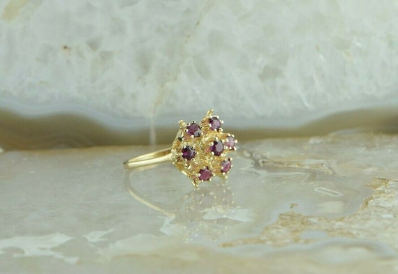 14K Yellow Gold 1 ct tw Ruby Cocktail Ring Size 7… - image 1