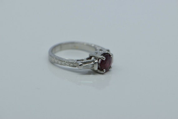 Platinum Ruby and Diamond Ring Deco Style Size 6 - image 6