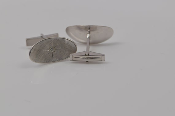 14K White Gold Diamond Set Cufflinks, Circa 1960 - image 6