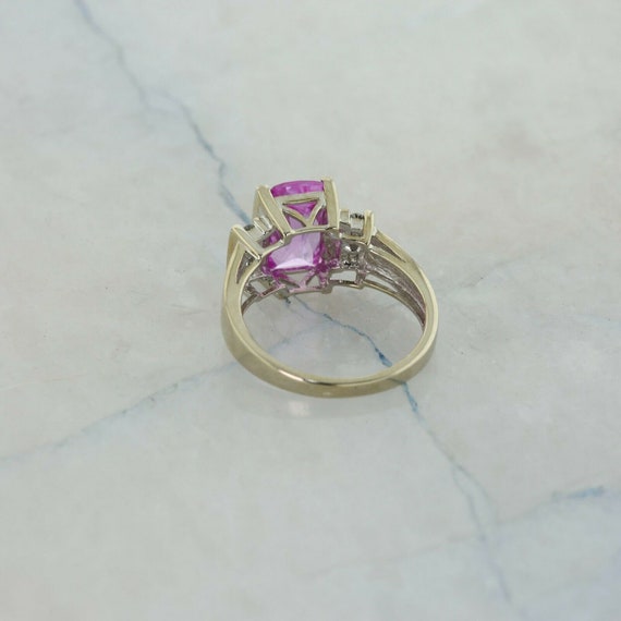 10K Yellow Gold Manmade Pink Sapphire and Diamond… - image 7
