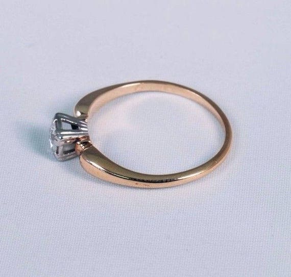 14K Yellow Gold 1960s Gem Quality Diamond Engagem… - image 2