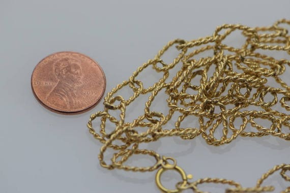 14K Yellow Gold, 32" Twist Loop Chain Handmade, C… - image 5