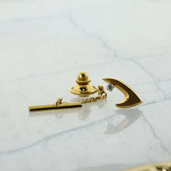 14K Yellow Gold 2.5 mm Diamond Set Tie Tack in or… - image 1