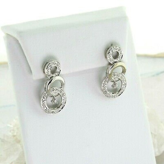 10K White Gold and Diamonds Earrings - image 1