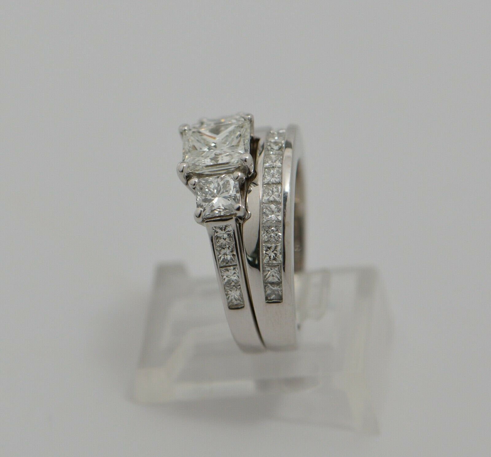 14K White Gold Princess Diamond Ring & Guard Ring Sizes 7 and 7.5 -  Colonial Trading Company