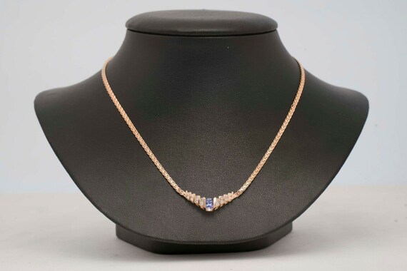 14K Yellow Gold Necklace w/1 ct. Tanzanite and ap… - image 5